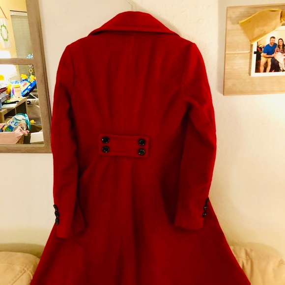 Express poppy red pea coat [EUC] Size S/P - Picture 2 of 5
